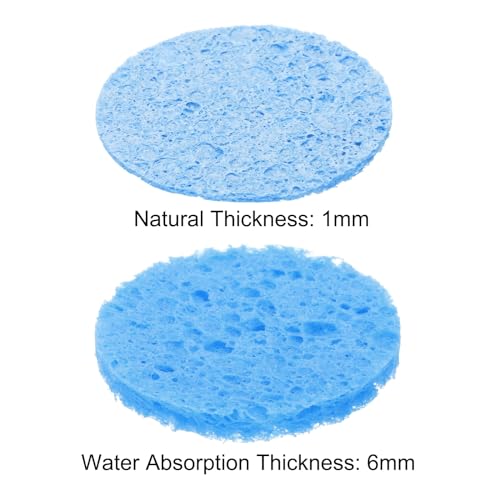 Image of MECCANIXITY 15PCS Soldering Sponge 50mm Round Blue Cleaning Pad Welding Tip Iron Replacement for Cleaning Soldering Iron 1mm Natural Thickness 6mm Water Absorption Thickness