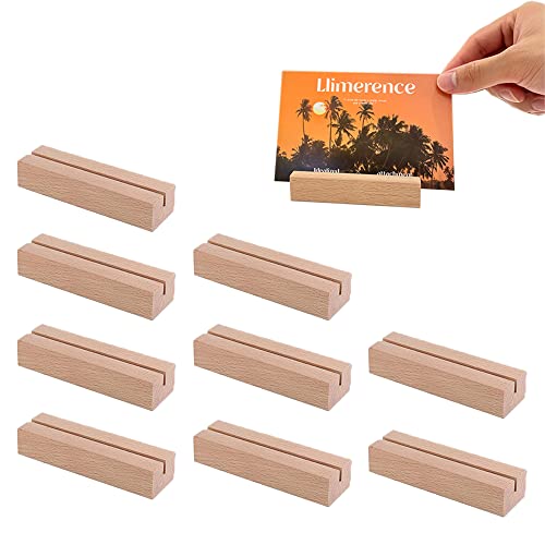 LICQIC Kartenhalter Holz - 10 Stück Menükartenhalter Hochzeit - als Tischkartenhalter, Fotoständer und Postkartenhalter Verwendbar - mit Doppelseitigen Klebstoff Cover