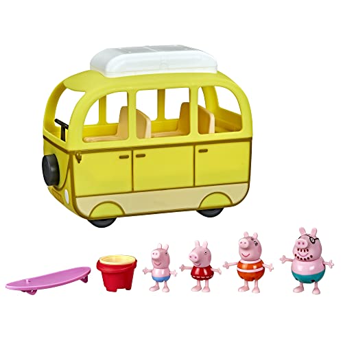 Peppa Pig Peppa’s Adventures Peppa’s Beach Campervan Vehicle Preschool Toy: 10 Pieces, Rolling Wheels; Ages 3 and Up Multicolor F3632