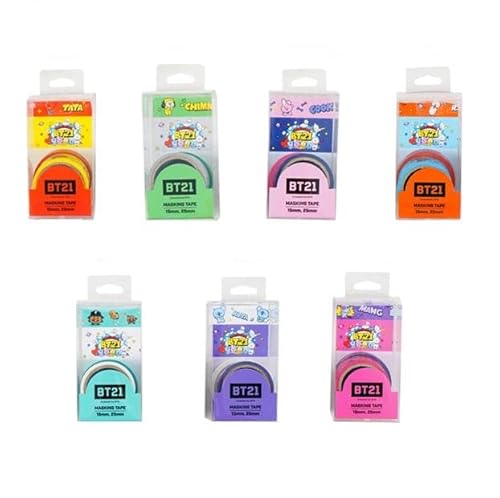 【2PCS】BT21 Masking Tape 2PCS【BTS公式グッズ】マスキングテープ 目印 DIY グッズ 応援 手帳 家計簿 予定表 マスキングテープ プレゼント 梱包用 デコ デコレーション スマホデコ 使いやすい 大容量 プレゼント 人気 防
