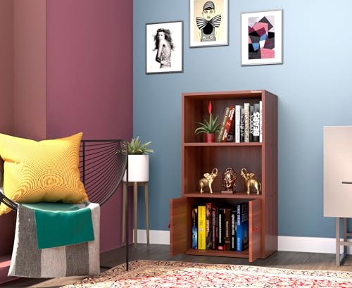 Image of Madhuran Engineered Wood Free Standing Almirah 2 Door Bookcase Organizer (Teak)