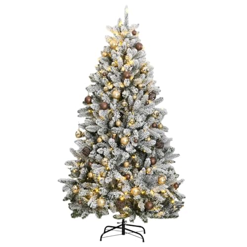 Árbol de Navidad Artificial sin Enredos de Cables con 300 Luces y Bolas 2