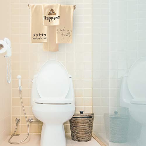 Cotton Kitchen Hand Towels Set, Soft Highly Absorbent 100% Terry Cloth Tea Towel Simple Funny Design Decorative Durable Large White Bathroom Powder Room Gift 28 X 12 Inches Set Of 3 (Bathroom) #TOP4