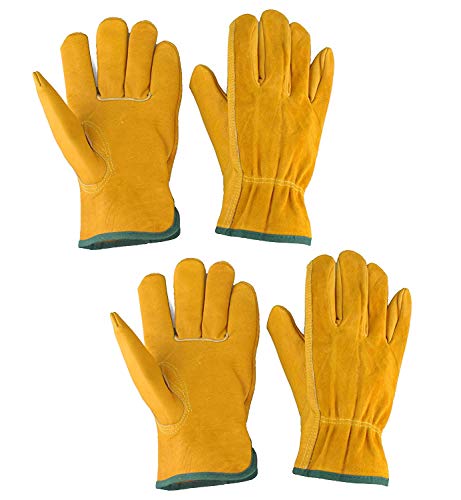 Preisvergleich Produktbild EINSKEY Gartenhandschuhe Herren Damen Dornenfest Rosenhandschuhe Arbeitshandschuhe Leder 2 Paar