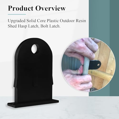 Ctuoptuo Outdoor Resin Shed Hasp Latch, Bolt Latch, Replacement for The Rubbermaid Outdoor Resin Shed Hasp Latch, Black Solid Core Plastic 1 Pcs - Image 2