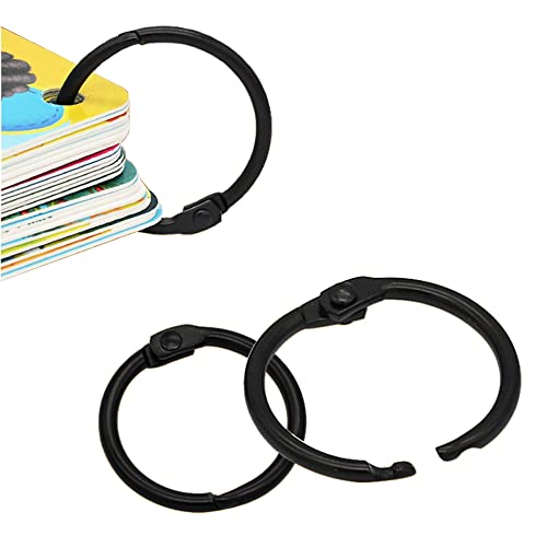 BENLIUDH 100 Pack Binder Rings Book Rings Metal Ring Clips for Index Cards Book Binder Key Office and School (Black, 1/2 Inch)