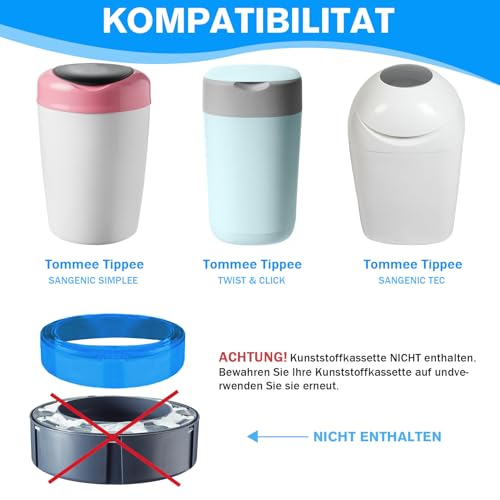 Miniatura 7 de Forbabe 10 Piezas De Recambio Para Cubo De Pañales, 4,5 M De Alta Capacidad Para Cubos De Pañales Hasta 320 Pañales, Compatible Con Cartuchos De Recarga De Angelcare Tommee Tippee Litter Locker