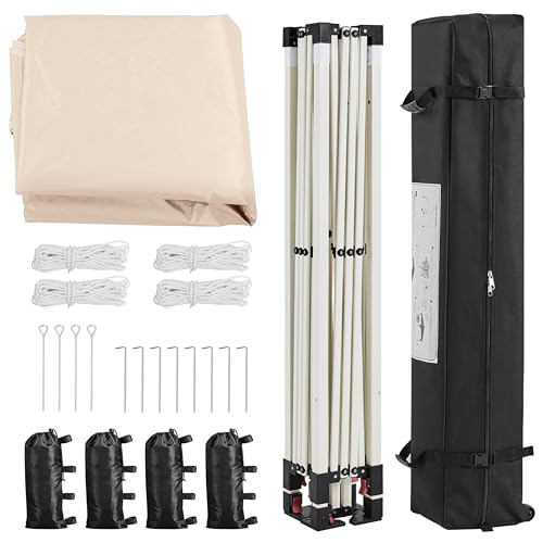 Yaheetech Pop Up Gazebo, 3x3m Garden Instant Shelter Waterproof Garden Patio Canopy with 4 Sandbags, 4 Ropes & 12 Stakes, Wheeled Bag, Metal Frame, Adjustable Height, Top Air Vent, Beige - Image 7