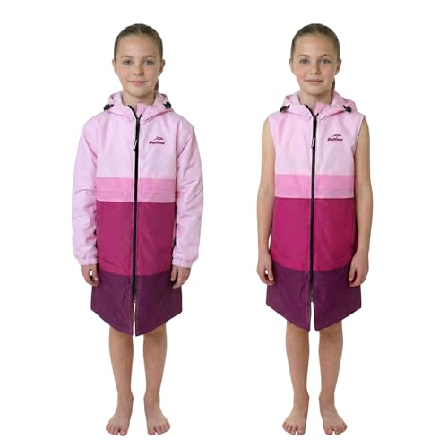 Delfina Kids Swim Parka Age 914 Years Removable Sleeves Unisex Youth Swim Jacket Water & Wind-Resistant Fleece-Lined Poolside Parka | Hood & Double Zipper | Pink
