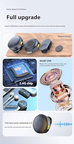 Image of Wireless mic for YouTube Round Magnetic Button Microphone with Dual Noise Reduction, Digital Display, Charging Case, Professional Recording YouTube vlogging