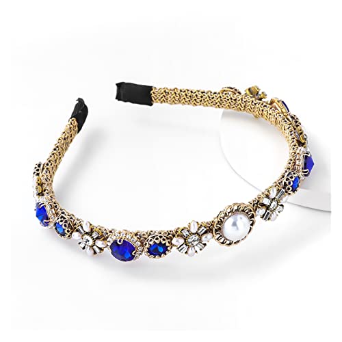 HGWZLQ Faixa de cabeça de flor de pérola de imitação de vidro geométrico de metal feminino criativo