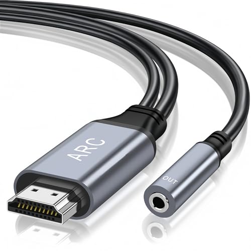 192KHz HDMI ARC to 3.5mm Female Audio Extractor Converter, HDMI ARC to 3.5mm Audio Stereo Adapter for HDTV to Soundbar, Speaker, Home Theater Amplifier, Mixer, Plug & Play-Not Support eARC