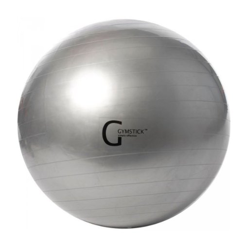 GYMSTICK Gymnastikball Antiburst mit Pumpe, Onlinevideo 65cm Silber