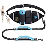 Hands Free Dog Leash, Waist Leash for Dog Walking, Running, Jogging, Waist Leashes with Adjustable Belt, Medium & Large Dogs Running Leashes Hands Free, Dual Padded Handles and Durable Bungee(Blue)