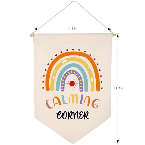 Calming Corner - Classroom Decor Calm Down Corner Supplies School Therapy Office Calming Corner Sign - Mental Health Gifts For Home Preschool Decoration Canvas Wall Hanging Pennant Flag Banner - Image 4