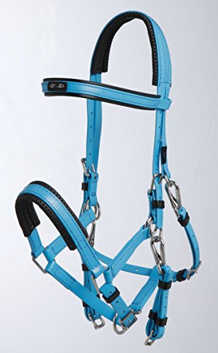 Tough 1 Mini Miniature V Brow Headstall Bridle with Silver with Matching Reins. Color Choice (Black)