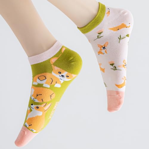 Image of 2 Pairs Funny Cartoon Animal Print Cotton Ankle Socks for Women Teens