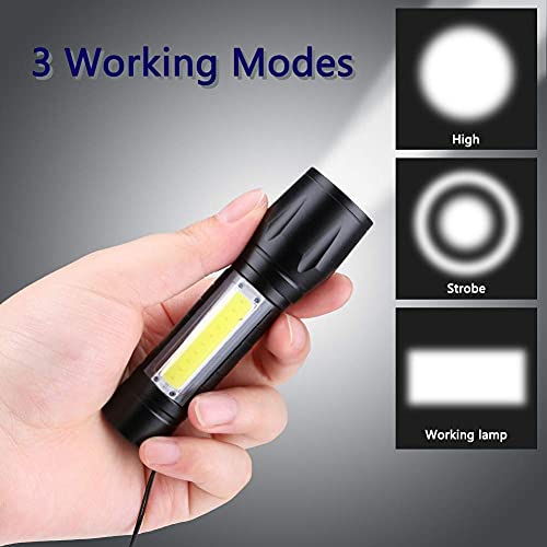 Image of Sarjak Rechargeable Spotlight 2 in 1 Led Flashlight Zoom Light Mini Size Telescopic Portable Torch with Pen Clip Outdoor Other Camping, Aluminum, 200 lumens