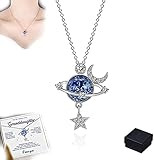 Star Moon Universe Necklace, Daughter & Granddaughter, Particular Star Silver Necklace, to My...
