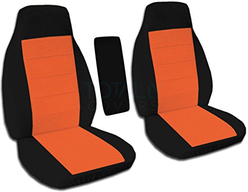 Totally Covers Compatible with 1991-1997 Ford Ranger/Explorer/Explorer Sport & Mazda Navajo/B-Series Two-Tone Truck/SUV Bucket Seat Covers w Center Armrest Cover: Black & Orange