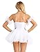 YiZYiF Women's Ballet Tutu Bustle Costume 3D Flower Swan Lake Dance Leotard Dress White X-Small