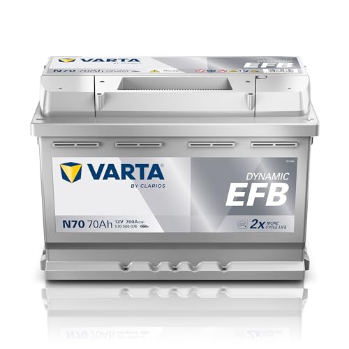 VARTA Automotive DYNAMIC EFB (N70) 12V 70Ah 760A - Nassbatterie für Start-Stopp Systeme - Starterbatterie für Autos mit erhöhtem Energiebedarf - Wartungsfreie Bleisäurebatterie