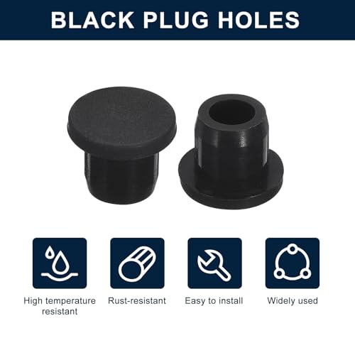 Image of uxcell 10 Pcs Black Plug Holes, Waterproof Rubber Button Plug for 11mm / 0.43 inch Hole