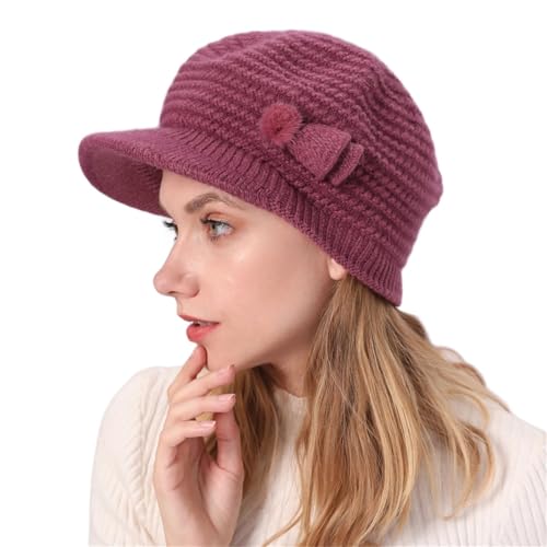 Bonnet tricoté chaud à visière souple pour se protéger du grand froid