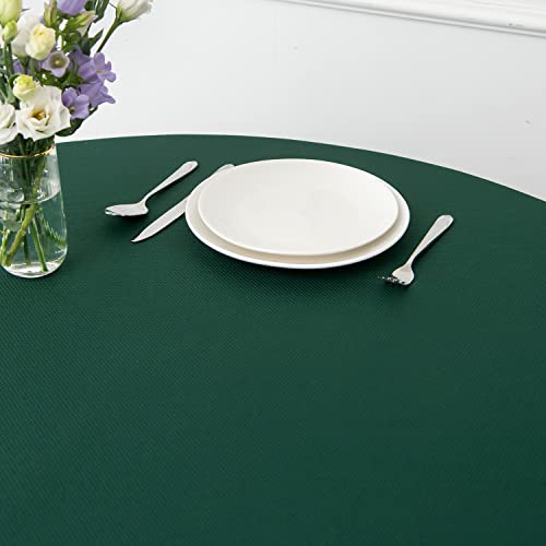 Image of maxmill Round Textured Tablecloth Spill-Proof Wrinkle Free Soft Jacquard Table Cloth for Circular Table Cover, for Dining Room Buffet Banquet Parties Holiday Dinner, 70 Inch Hunter Green