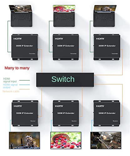 Extensor HDMI sobre IP RJ45 Full HD 1080P con distribución múltiple a través de switch 4