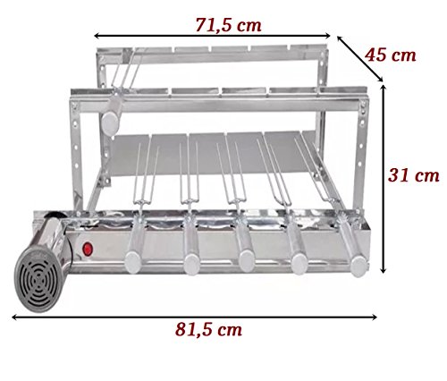 Churrasqueira Giratória Grill Inox 6 Espetos Seve Fort Motor Redondo Esquerdo