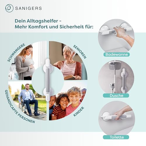 SANIGERS® Haltegriff mit Saugnapf I EXTRA STARKER HALT 110 KG I 33 CM – Ansicht 6
