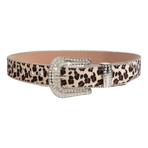 Blingbling Waist Belt For Street Dance Jean Belt Punk Waist Chain Leopards Print Rhinestones