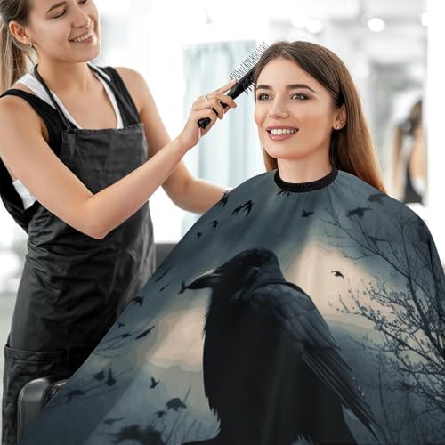 Capa para corte de cabello Night Crow, unisex, 66.9 x 56.7 pulgadas miniatura 5
