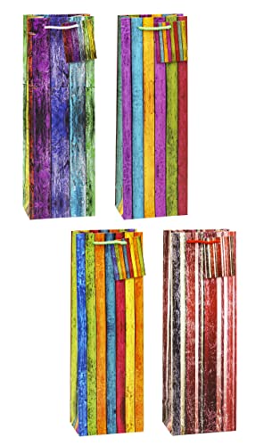 TSI Geschenktüten STREIFEN für Wein- und Sektflaschen 12er Packung Größe: Flasche (HxBxT 36 x 12 x 8 cm) Art.Nr. 84281
