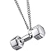 Boomly Paar Halskette Damen Herren Halskette Anhänger Fitness Hantel Gewichtheben Bodybuilding Schmuck Zubehör Geschenk für Weihnachten Geburtstag Neujahr (Silber, 1 Pack)