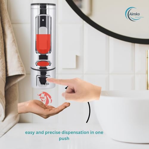 Image of 400 ML Wall Mounted Soap Dispenser | ABS Material with Transparent Liquid Indicator, Ideal Hand Wash Dispenser Bottles | Ideal for Wash Basin or Kitchen Sink | Home | Office (Chrome)
