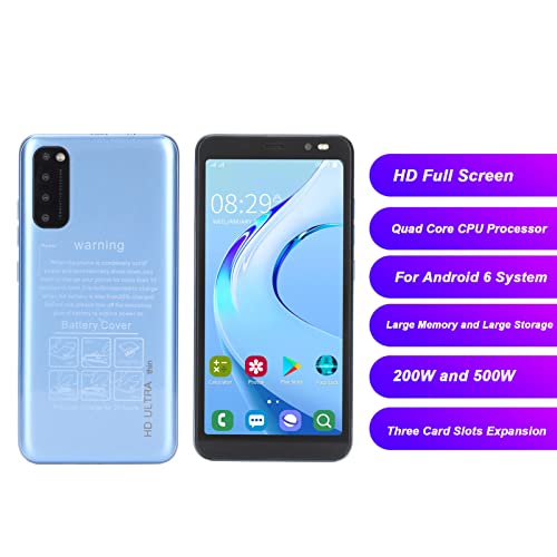 Zyyini Rino4 Pro Unlocked Phone, 5.45Inch Full Screen Face Recognition Smartphone, Dual Sim, 2G/32G, Dual Camera Ultrathin 3G Gaming Cell Phone For Android 6, Support 128Gb Memory Card(Blue) #TOP4