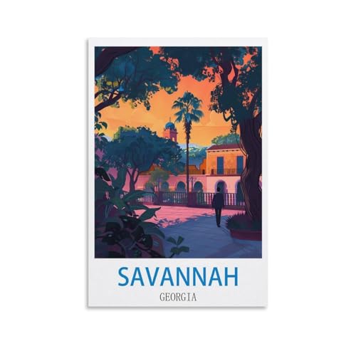 Savannah poster voyage vintage 50x75 cm impression sur toile