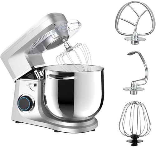 Batidora de pie resistente de 1700 W, 6 velocidades, 3 accesorios, base antideslizante, ideal para hornear y cocinar en casa