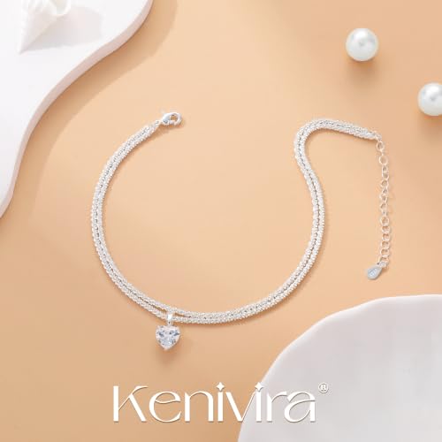 Image of Kenivira Sterling Silver Ankle Bracelets for Women,Gold Dainty Layered Waterproof Anklet for Women, Anklet Set Stackable Beach Gift Adjustable Size