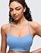 CRZ YOGA Butterluxe Y Back Sports Bras for Women - Padded Racerback Low Impact Spaghetti Thin Strap Workout Yoga Top Party Blue Small