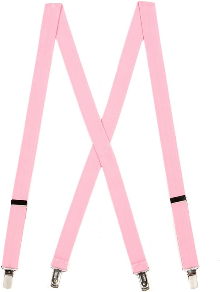Suspender Store Solid Color 1-Inch Wide Elastic Suspenders - Sewn X-Back - Clip - Many Colors & 3 Sizes