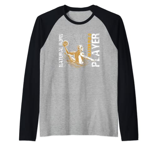 Natural Born Water Polo Player | Swimmer | Water Polo Team Raglan Baseball Tee