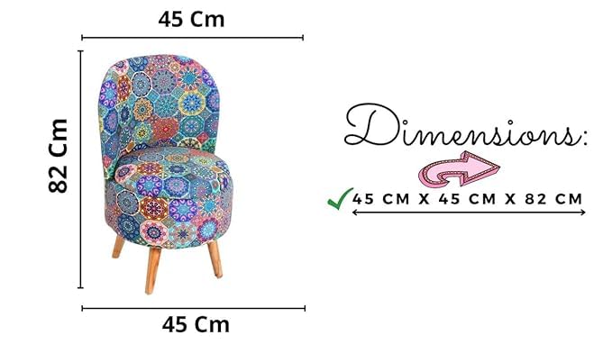 Image of Ottoman for Living Room, Velvet Round Foot Rest Stool, Wooden Legs Chair for Sitting, Ottoman for Bedroom & Makeup Room Decor | Chair (18 inchx18 inchx32 inch), Puffy (16 inchx16 inchx17 inch) | Healing Energy