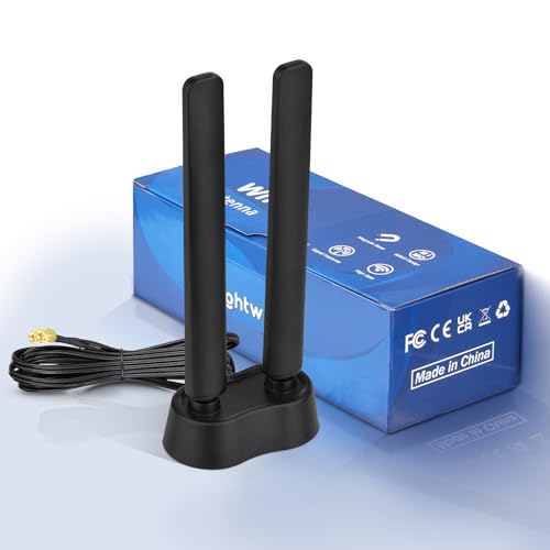 Image of Eightwood 9dBi WiFi 6E Antenna Tri-Band 6GHz 5GHz 2.4GHz Magnetic Base WiFi Antenna for PC Desktop Computer PCIe Bluetooth Card Gaming Motherboard, WiFi 6E Router