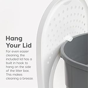 IRIS USA Cat Litter Box Large Top Entry with Litter Catching Lid and Scoop Dog Proof Enclosed Cat Litter Box GrayWhite