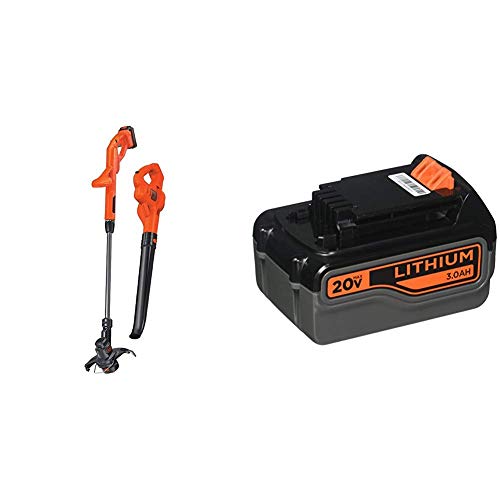 BLACK+DECKER 20V MAX Lithium String Trimmer/Edger Plus Sweeper Combo Kit with Extra Lithium Battery 3.0 Amp Hour (LCC221 & LB2X3020-OPE)
