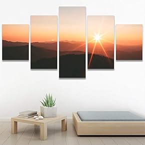 SIGNWIN 5 Panel Canvas Wall Art Sunset in...