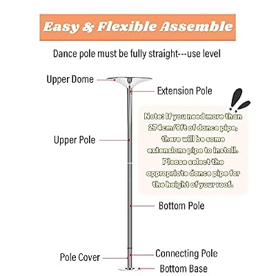 9ft 10ft 11ft 12ft Pole Dancing Pole for Home - Stripper Pole for Heavy Plus Size Pole Dancer - Portable Removable 45mm Dance Pole Spinning and Static, Loads 440lbs